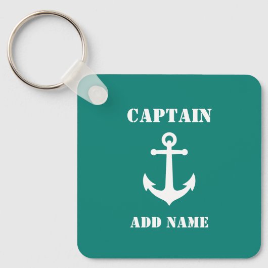 Nautical Anchor Captain of Boat Name Sleutelhanger (Voorkant)