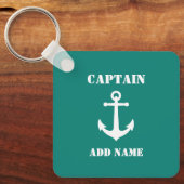 Nautical Anchor Captain of Boat Name Sleutelhanger (Voorkant)