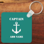 Nautical Anchor Captain of Boat Name Sleutelhanger (Achterkant)