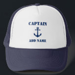 Nautical Anchor Captain of Boat Name Trucker Pet<br><div class="desc">anker met aangepaste kapitein of Boat Name Trucker Hat.</div>