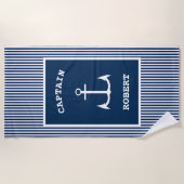 Nautical Anchor Captain Stripe Strandlaken (Voorkant)