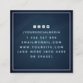 Nautical Anchor Chalk Blue Navy Charter Huur Vierkante Visitekaartje (Achterkant)