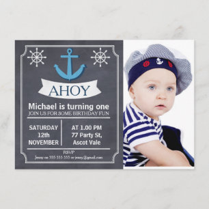Nautical Anchor Chalkboard Birthday Uitnodiging