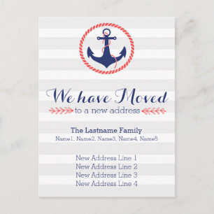Nautical Anchor Change of Address Aankondigingskaart