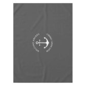 Nautical anchor charcoal grijs aangepaste bootnaam tafelkleed (Voorkant)