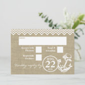 Nautical Anchor Chevron Wedding RSVP Kaart (Staand voorkant)