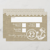 Nautical Anchor Chevron Wedding RSVP Kaart (Voorkant / Achterkant)