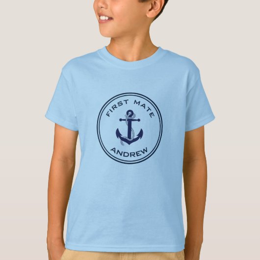 Nautical Anchor - Child's Name T-Shirt - First Mat (Voorkant)