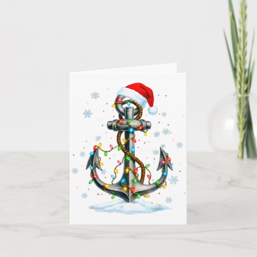 Nautical Anchor Christmas Lights Boating Sailor Kaart (Voorkant)