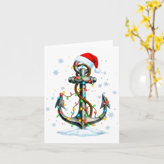 Nautical Anchor Christmas Lights Boating Sailor  Kaart (Gele Bloem)