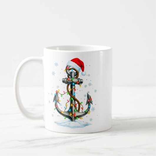 Nautical Anchor Christmas Lights Boating Sailor  Koffiemok (Links)