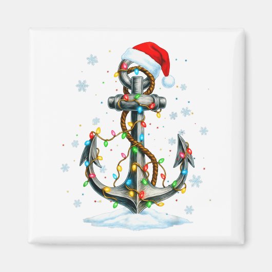 Nautical Anchor Christmas Lights Boating Sailor Magneet (Voorkant)