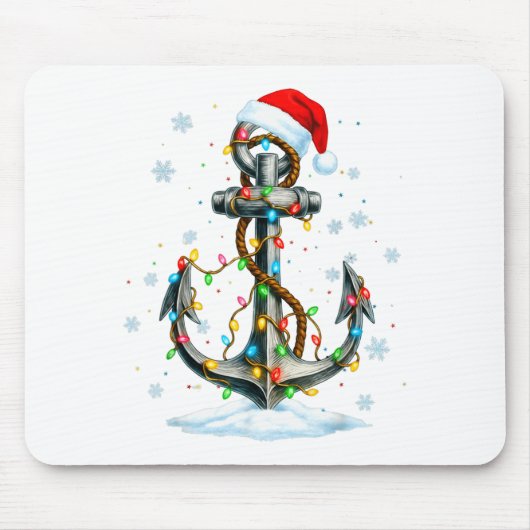 Nautical Anchor Christmas Lights Boating Sailor  Muismat (Voorkant)