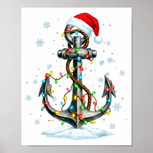 Nautical Anchor Christmas Lights Boating Sailor  Poster (Voorkant)