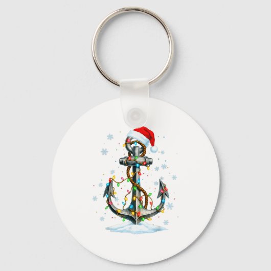 Nautical Anchor Christmas Lights Boating Sailor Sleutelhanger (Voorkant)