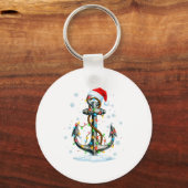 Nautical Anchor Christmas Lights Boating Sailor Sleutelhanger (Voorkant)