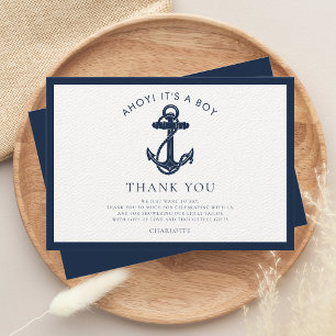 Nautical Anchor Coastal Boy Baby shower Bedankkaart