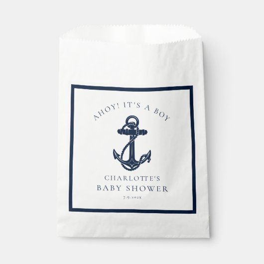 Nautical Anchor Coastal Boy Baby shower Bedankzakje (Voorkant)