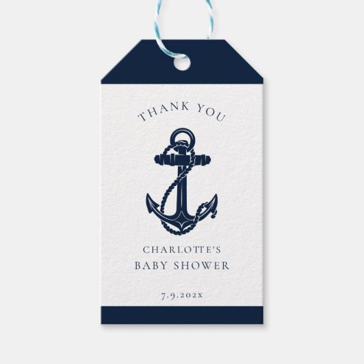 Nautical Anchor Coastal Boy Baby shower Cadeaulabel (Voorkant)