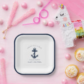 Nautical Anchor Coastal Boy Baby shower Papieren Bordje (Feest)