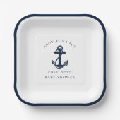 Nautical Anchor Coastal Boy Baby shower Papieren Bordje (Voorkant)