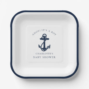 Nautical Anchor Coastal Boy Baby shower Papieren Bordje