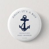 Nautical Anchor Coastal Boy Baby shower Ronde Button 5,7 Cm (Voorkant)