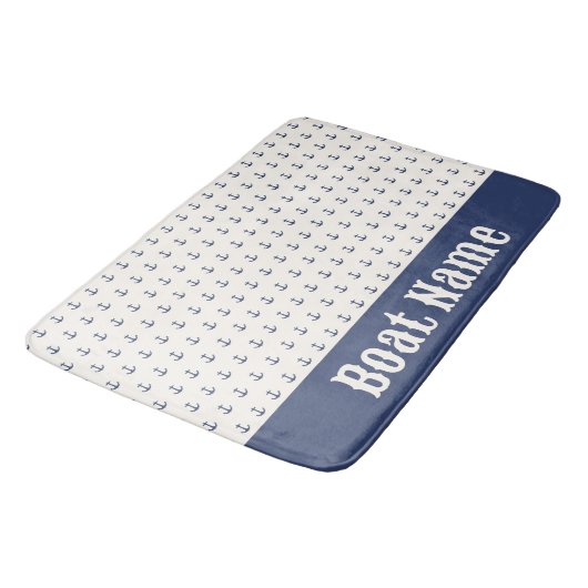 Nautical Anchor Coastal Stripes Marine Blauwe Crèm Badmat (Gekanteld)