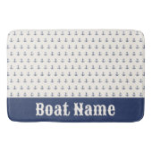 Nautical Anchor Coastal Stripes Marine Blauwe Crèm Badmat (Voorkant)