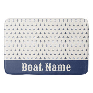 Nautical Anchor Coastal Stripes Marine Blauwe Crèm Badmat