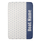 Nautical Anchor Coastal Stripes Marine Blauwe Crèm Badmat (Voorkant Verticaal)