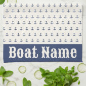 Nautical Anchor Coastal Stripes Marine Blauwe Crèm Theedoek (Gevouwen)