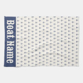 Nautical Anchor Coastal Stripes Marine Blauwe Crèm Theedoek (Horizontaal)