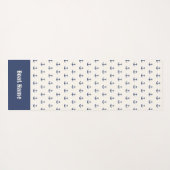 Nautical Anchor Coastal Stripes Marine Blauwe Crèm Yogamat (Achterkant (horizontaal))