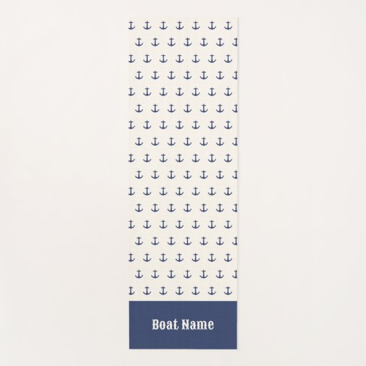 Nautical Anchor Coastal Stripes Marine Blauwe Crèm Yogamat (Voorkant)
