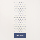 Nautical Anchor Coastal Stripes Marine Blauwe Crèm Yogamat (Achterkant)