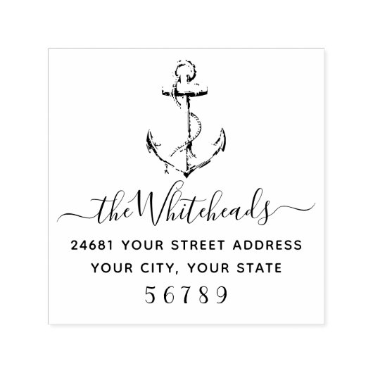 Nautical Anchor Coastal Zelfinktende Stempel (Design)