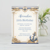 Nautical Anchor Compass Birthday Kaart (Staand voorkant)