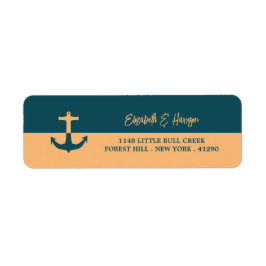 Nautical Anchor - Coral Blue - Beach Weddenschap Etiket