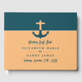 Nautical Anchor - Coral Blue - Beach Weddenschap Gastenboek