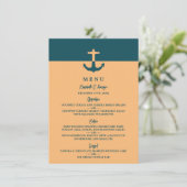 Nautical Anchor - Coral Blue - Beach Weddenschap Menu (Staand voorkant)