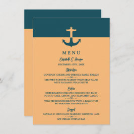Nautical Anchor - Coral Blue - Beach Weddenschap Menu