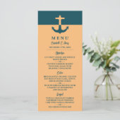 Nautical Anchor - Coral Blue - Beach Weddenschap Menu (Staand voorkant)
