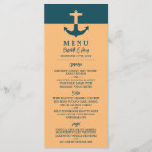 Nautical Anchor - Coral Blue - Beach Weddenschap Menu (Voorkant)