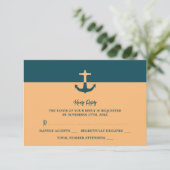 Nautical Anchor - Coral Blue - Beach Weddenschap RSVP Kaartje (Staand voorkant)