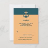 Nautical Anchor - Coral Blue - Beach Weddenschap RSVP Kaartje (Voorkant)