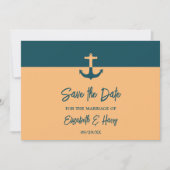 Nautical Anchor - Coral Blue - Beach Weddenschap Save The Date (Voorkant)