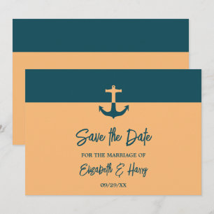 Nautical Anchor - Coral Blue - Beach Weddenschap Save The Date