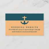 Nautical Anchor, Coral Blue, Beach Wedding Website Informatiekaartje (Voorkant)