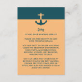 Nautical Anchor - Coral Blue - Wedding Detail Informatiekaartje (Voorkant)